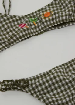 Costume Due Pezzi Bambina Green Vichy