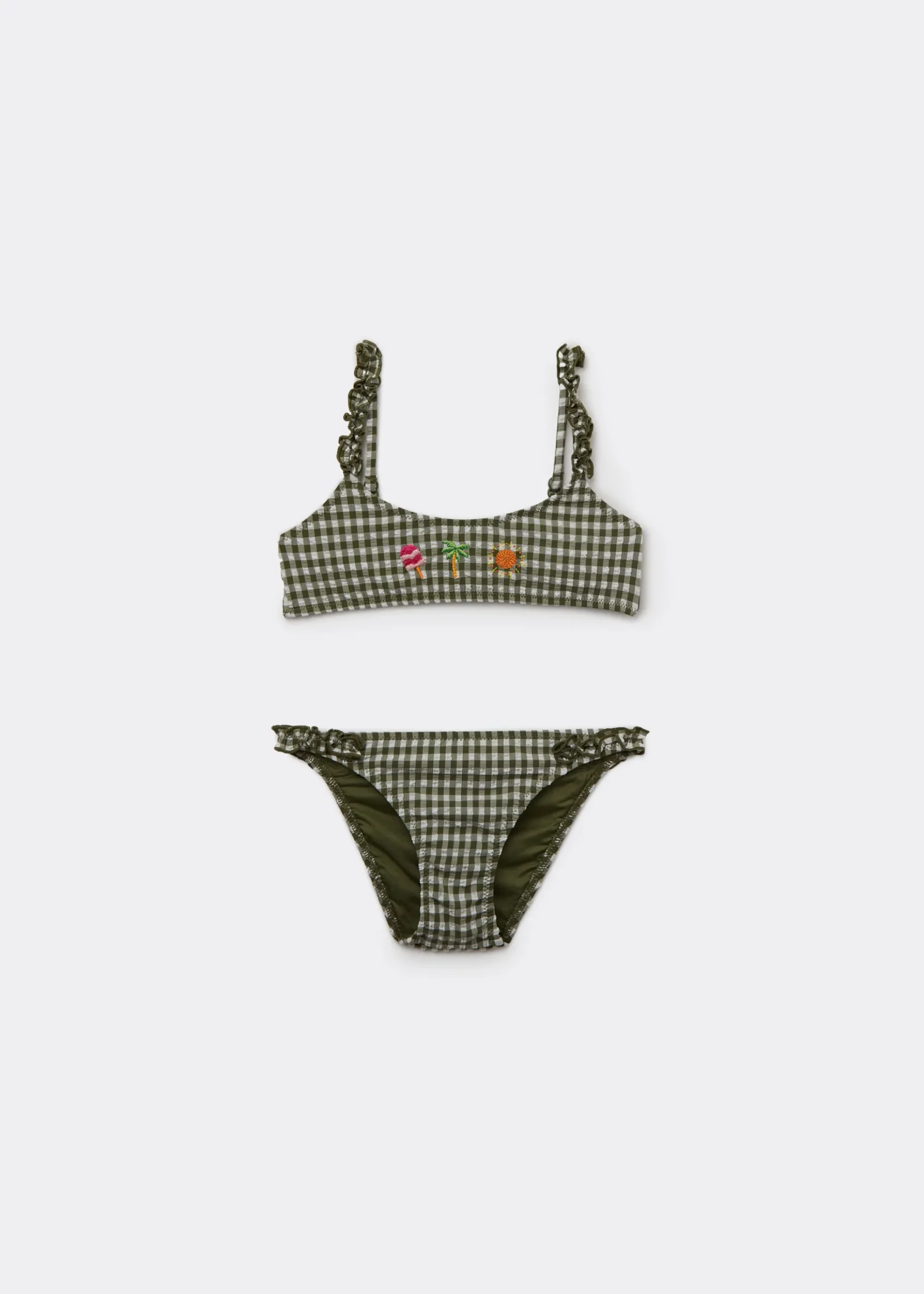 Costume Due Pezzi Bambina Green Vichy