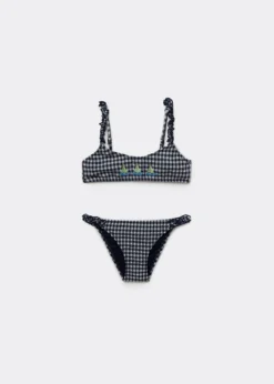 Costume Due Pezzi Bambina Green Vichy