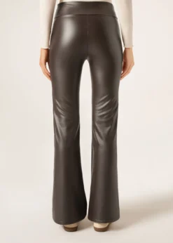 Pantaloni a Zampa Termici Effetto Pelle