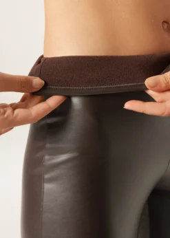 Pantaloni a Zampa Termici Effetto Pelle