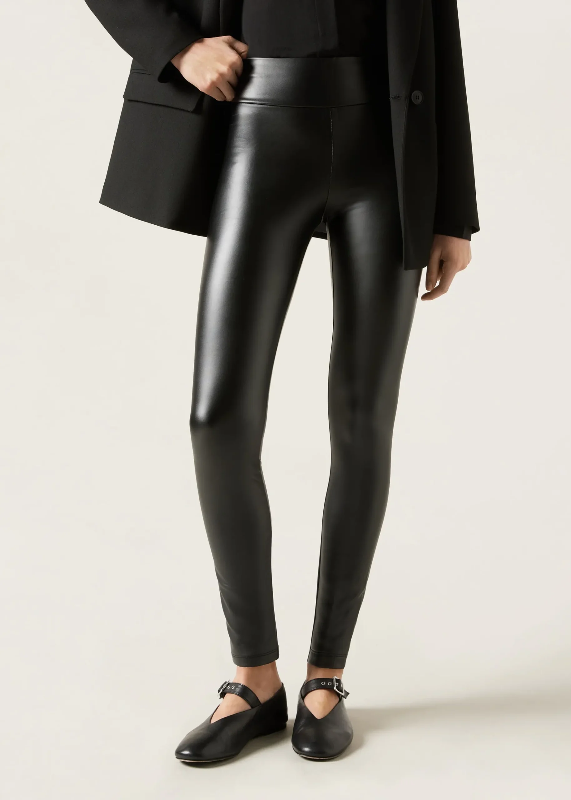 Pantaloni Leggings Effetto Pelle Termici