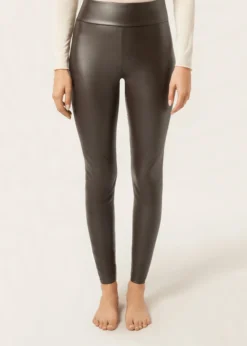 Pantaloni Leggings Effetto Pelle Termici