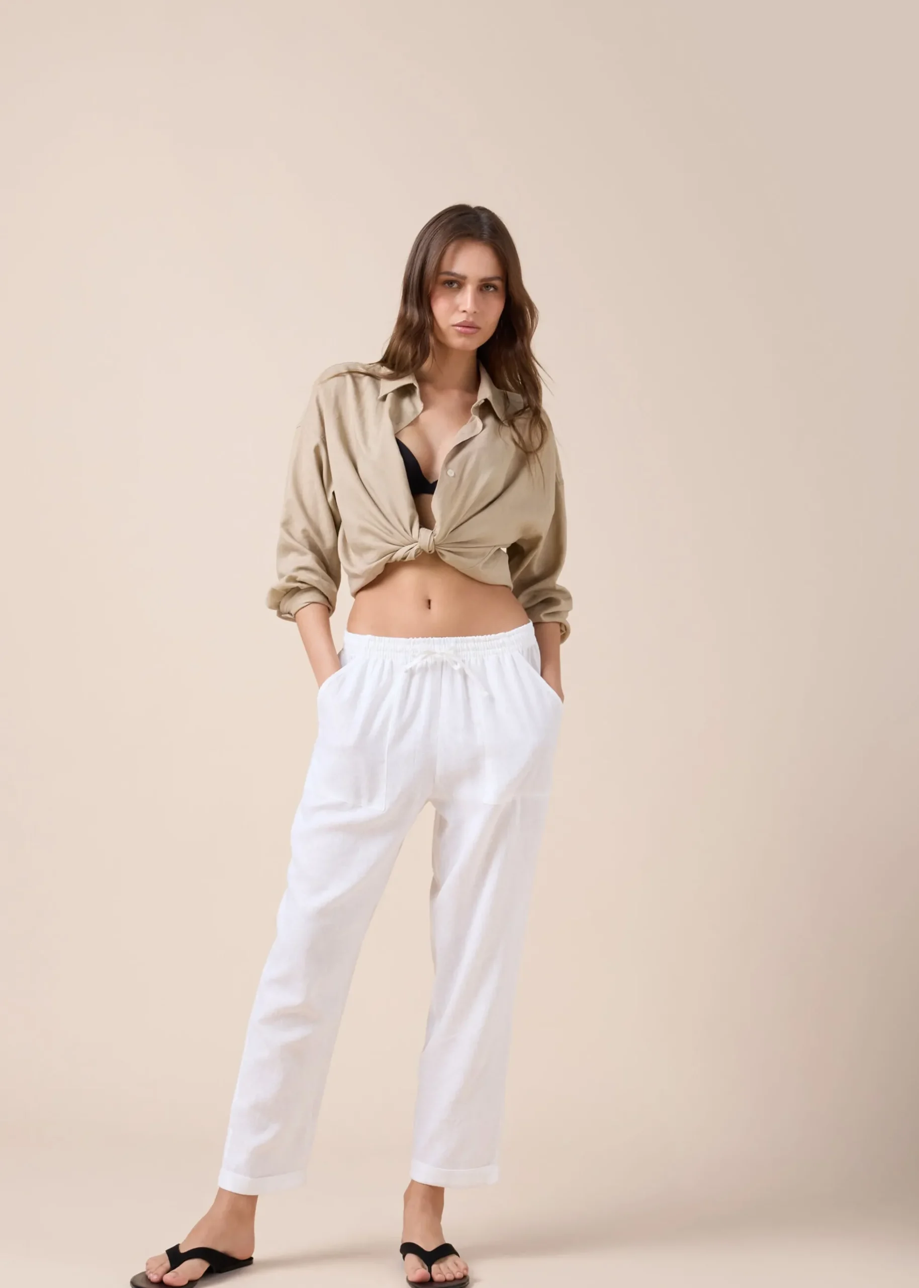 Pantaloni Lunghi Lino e Viscosa